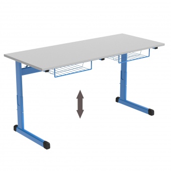 Zweierschülertisch, 130x55 cm (B/T), Platte: Melamin, ABS-Kante, höhenverstellbar, Zweierschülertisch, 130x55 cm (B/T), Platte: Melamin, ABS-Kante, höhenverstellbar,